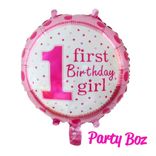 18吋 First Birthday Girl圓形鋁膜氣球